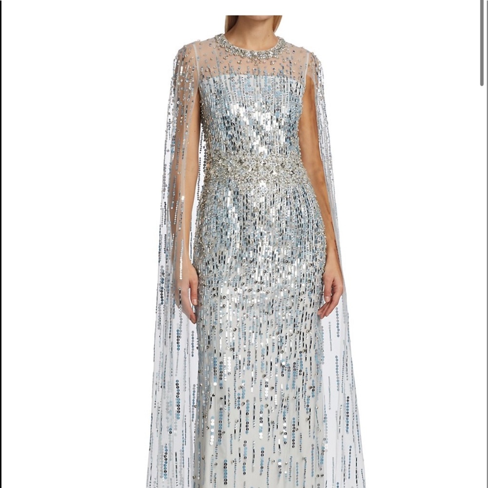 Jenny Packham Sheer Cape Gown
